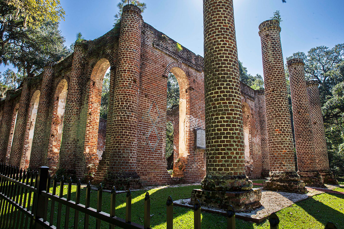 Old Sheldon church is a must-see on your way into Beaufort! Originally known as Prince William's parish church, the structure was  built between 1745 and 1753 and subsequently burned by the British during  the Revolutionary War. In 1826, it was rebuilt only to be burned again by General Sherman in 1865.