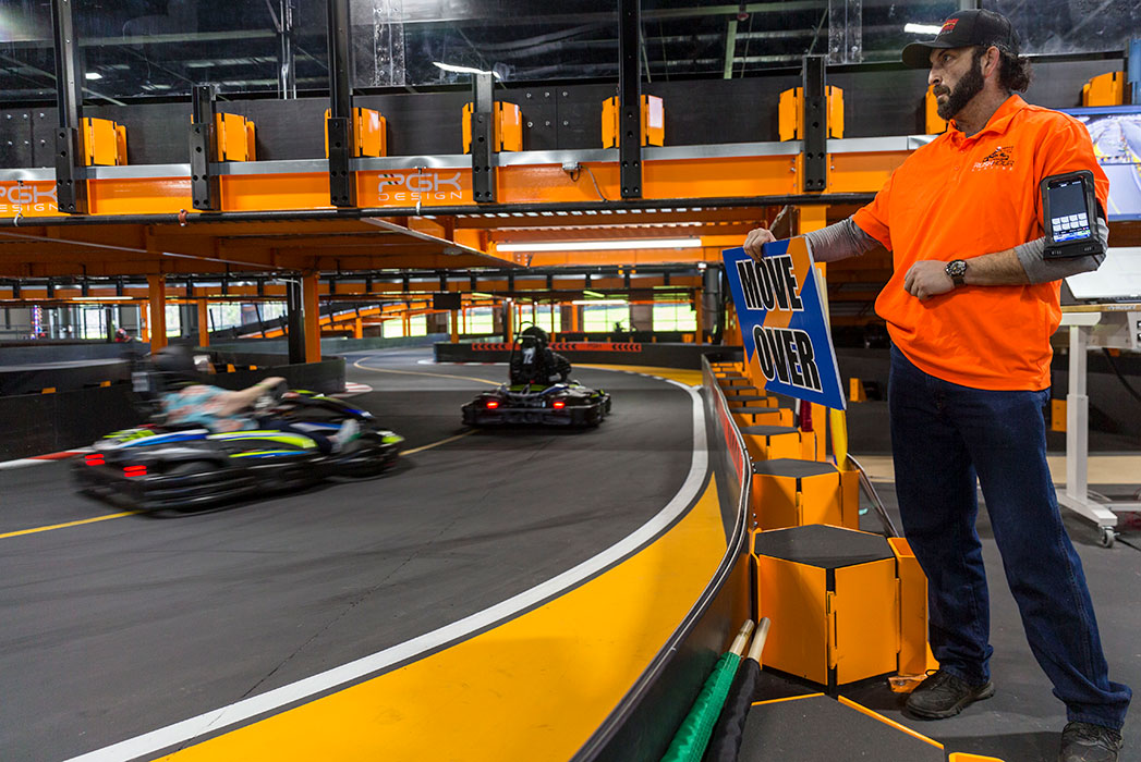 At Rush Hour Karting, crew members work to ensure that every driver has a fun (and safe) experience.
